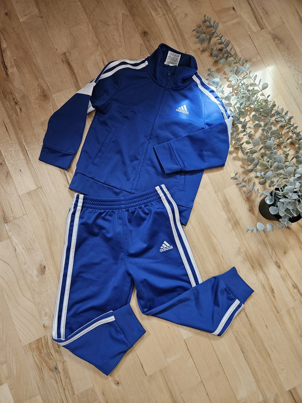 Adidas Kids Blue Tracksuit Jacket & Pants